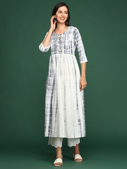 SHOWOFF - Women's White Anarkali Kurta