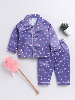 Clt.s - Kids Purple Full Sleeve Shirt & Pyjama (Set of 2)