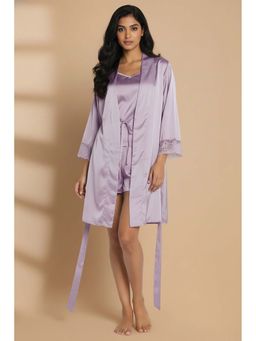 Zivame - Luxe Satin Sleep Nightsuit - Purple Heat