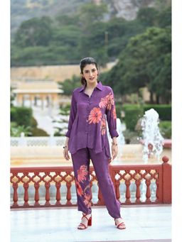Mahee Jaipur - Purple Iris Floral Brush Print Co-Ord (Set of 2)