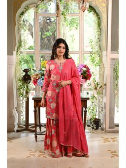 Mahee Jaipur - Punch Pink Kurta & Sharara with Dupatta (Set of 3)