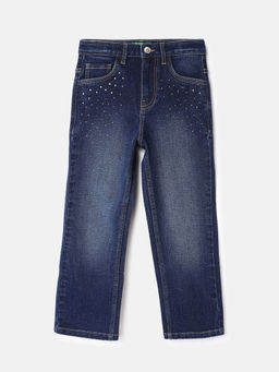 United Colors of Benetton - Blue Embellished Straight Fit Jeans