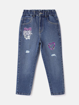 United Colors of Benetton - Blue Graphic Paperbag Fit Jeans