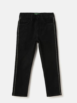 United Colors of Benetton - Black Solid Straight Fit Jeans for Girls