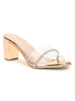 VALIOSAA - Embellished Sequined Rose Gold Heels
