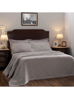 Maspar - Vintage Nostalgic Attire Flip Flop Polyester Self Texture Silver Double Bed Cover