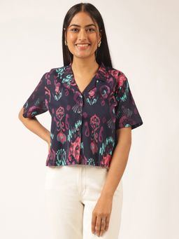Vbuyz - Women's Navy Blue Printed Shirt