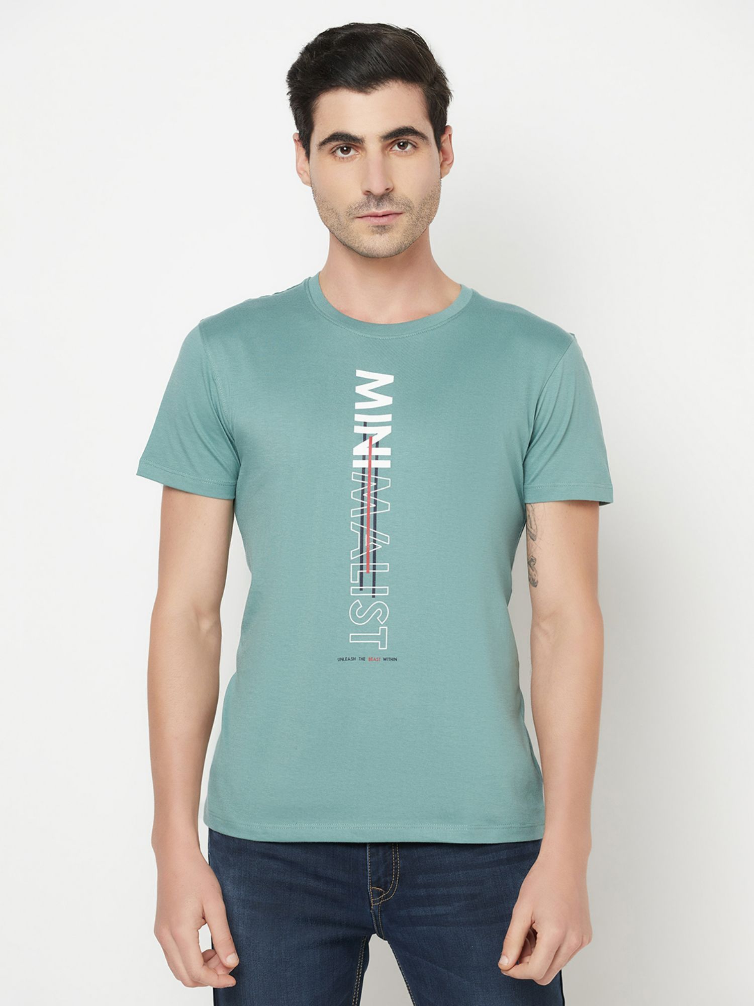 Octave Men Blue Graphic Printed T-Shirt 