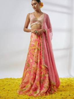 Gopi Vaid - Zainab Pink Victorian Lehenga with Blouse and Dupatta