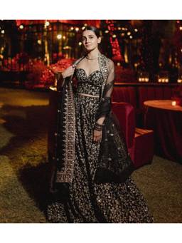 Gopi Vaid - Harshini Black Lehenga with Blouse and Dupatta