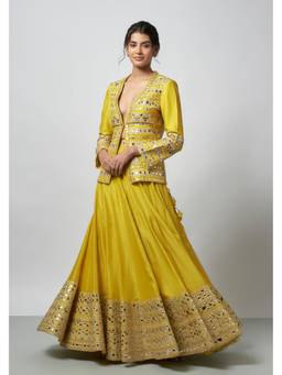 Gopi Vaid - Omaira Yellow Lehenga with Jacket