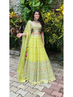 Gopi Vaid - Noor Lime Green Lehenga with Choli and Dupatta