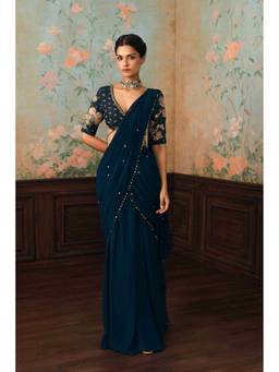 Paulmi & Harsh - Kaia Navy Blue Saree and Stitched Blouse