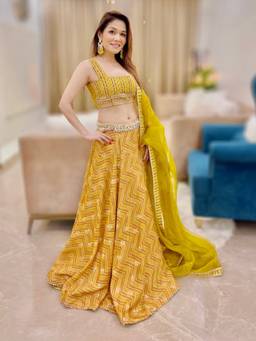 Gopi Vaid - Marigold Lehenga with Blouse and Dupatta