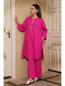 Raas By Ekta - Pink Fuchsia Corsage Co-Ord Set