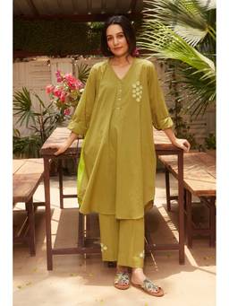 Raas By Ekta - Olive Vibe Fusion Co-Ord Set