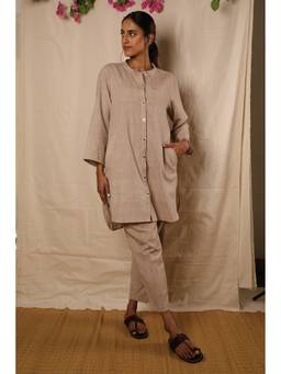 Raas By Ekta - Beige Khadi Co-Ord Set