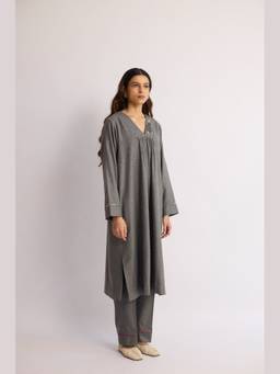 Raas By Ekta - Grey Smoky Grace Kurta with Pant