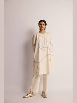 Raas By Ekta - Off White-Whirling Joy Kurta and Pant