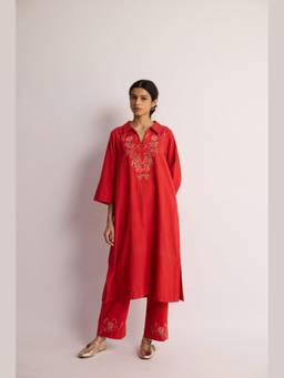 Raas By Ekta - Red Ribbon Grace Kurta with Pant