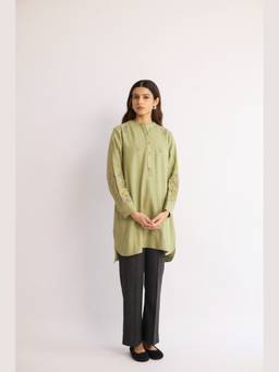 Raas By Ekta - Green Floral Muse Contrast Kurta with Pant