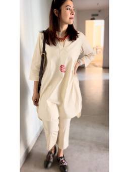 Raas By Ekta - White Tiger Print Kurta with Pant