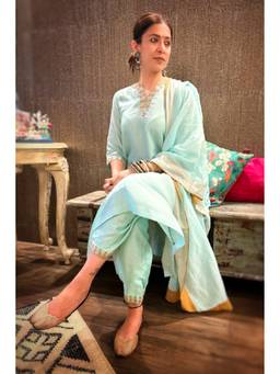 Raas By Ekta - Green Aura Of Retro Glam Kurta with Salwar and Dupatta