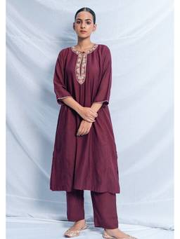 Raas By Ekta - Maroon Gulnaar Kurta with Pant