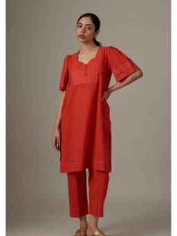 Raas By Ekta - Red Guldasta Kurta with Pant