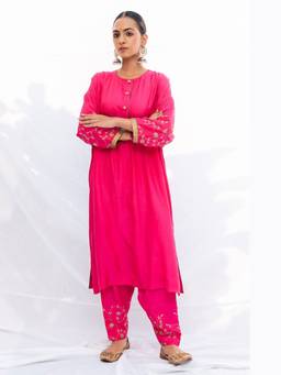 Raas By Ekta - Pink Jhilmil Sitara Kurta with Salwar