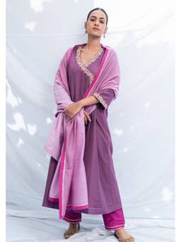 Raas By Ekta - Purple Jashne Bahar Kurta with Pant and Dupatta
