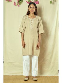 Raas By Ekta - Beige Khadi Spade Kurta with Pant