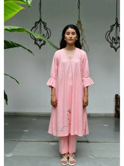 Raas By Ekta - Pink The silence of wings Kurta with Pant