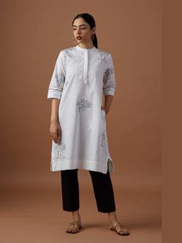 Raas By Ekta - White-Tree House Contrast Kurta and Pant