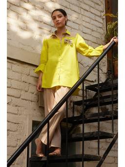 Raas By Ekta - Yellow Orb of Light Contrast Kurta with Pant