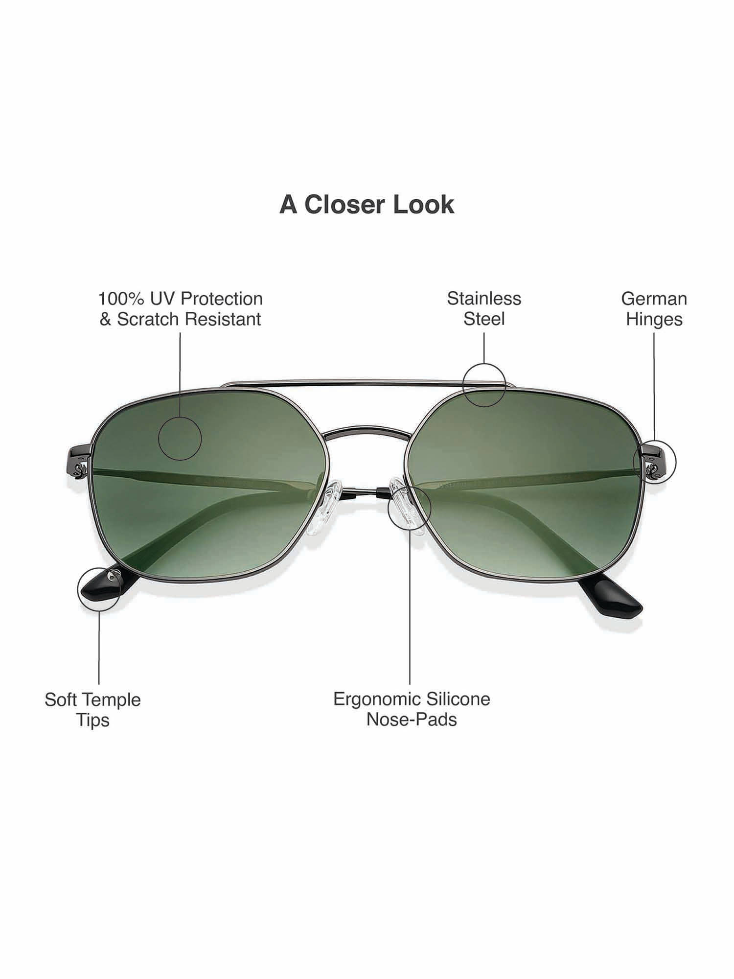 Buy John Jacobs by Lenskart Grey Green Medium Hexagonal Sunglasses