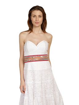 Anekaant - Pink and Multi Striped Embellished Canvas Belt