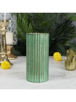 HomeTown - Phiona Glass Diamond Stud Handcrafted Votive 20 Cm in Emerald Colour
