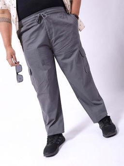 Hardsoda - Grey Men Plus Fit Solid Mid-Rise Cargo