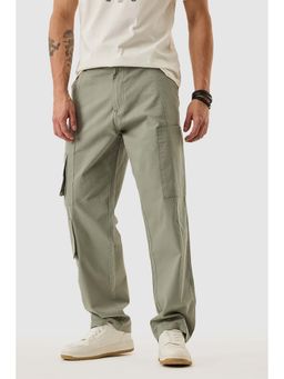 Snitch - Sage Green Solid Regular Casual Cargo Pant