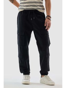 Snitch - Black Regular Fit Cargo Joggers