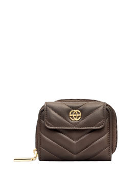 Eske - Chocolate Quilted Nappa Medina Small Zip Around Quilted Wallet For Women
