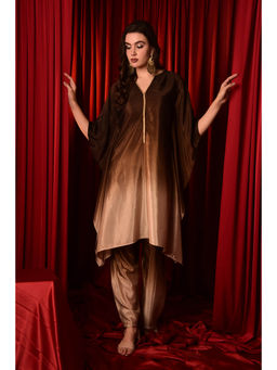LAALZARI - Brown Ombre Kaftan Co-Ord (Set of 2)