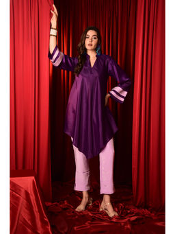 LAALZARI - Purple A-Line High Low Co-Ord (Set of 2)