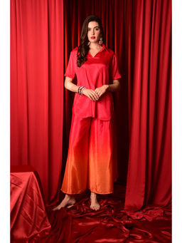 LAALZARI - Orange Pink Ombre Co-Ord (Set of 2)