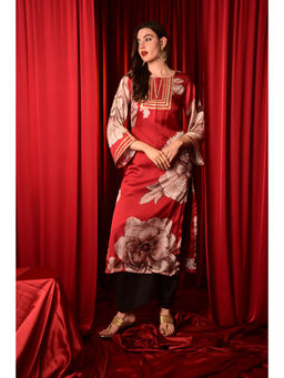 LAALZARI - Red Straight Co-Ord (Set of 2)