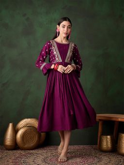 Gahan - Womens Wine Stylish Midi Dress