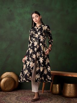 Gahan - Womens Sequins Floral Work Black Stylish Kurta