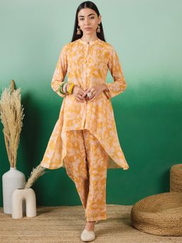 Gahan - Womens Yellow Trendy Floral Work Stylish Kurta with Pant