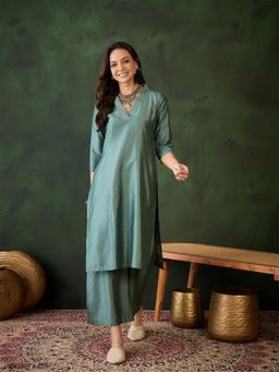Gahan - Womens Green Designer Solid Stylish Kurta with Pant